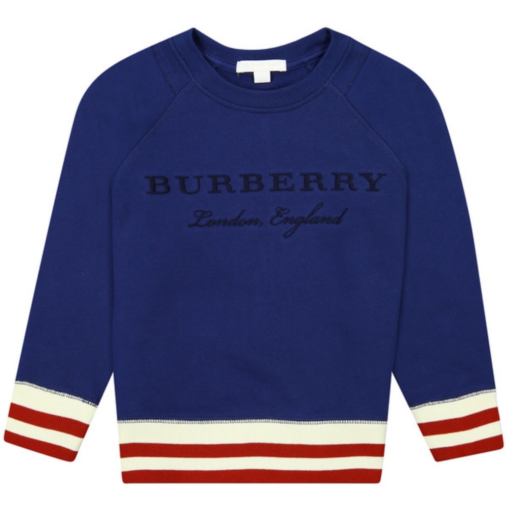 Burberry Authentic Big Boy Stripe Trim Logo Sweatshirt. 
Sz 12Y